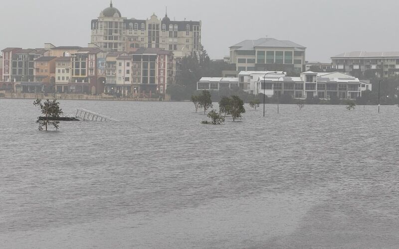 Flooded streets due to Cyclone Alfred