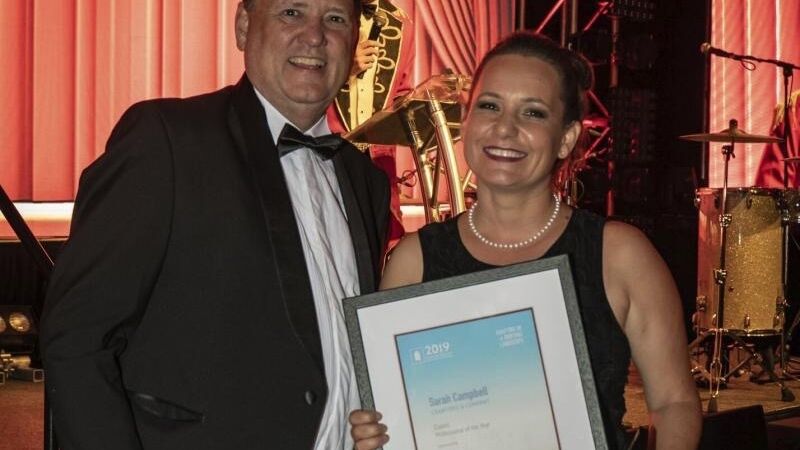 Sarah Campbell receiving the Claims Professional of the Year at the Northern Territory Insurance Industry Award