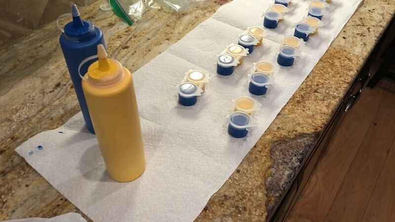 Paints assembled and ready to ship to each cast member.