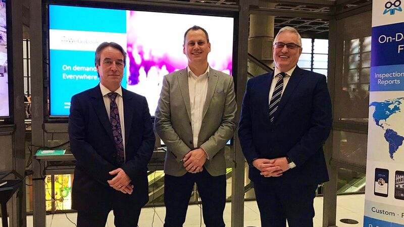 From left to right: Richard Day, Vice President, Lloyd’s & London Market, Crawford; Phil Madeley, WeGoLook UK; and Clive Nicholls, President, UK & Ireland, Crawford — gathered at the Lloyd's Innovation Showcase.