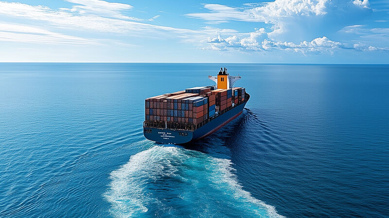 Cargo ship at sea