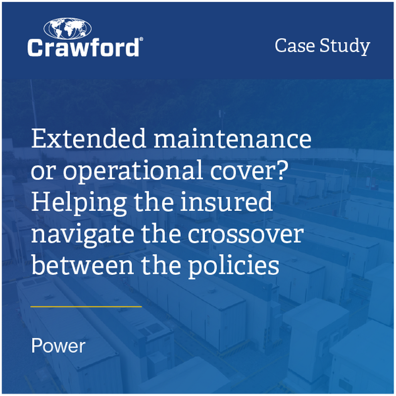 Crawford case study on maintenance and operational cover with text about navigating insurance policy crossovers