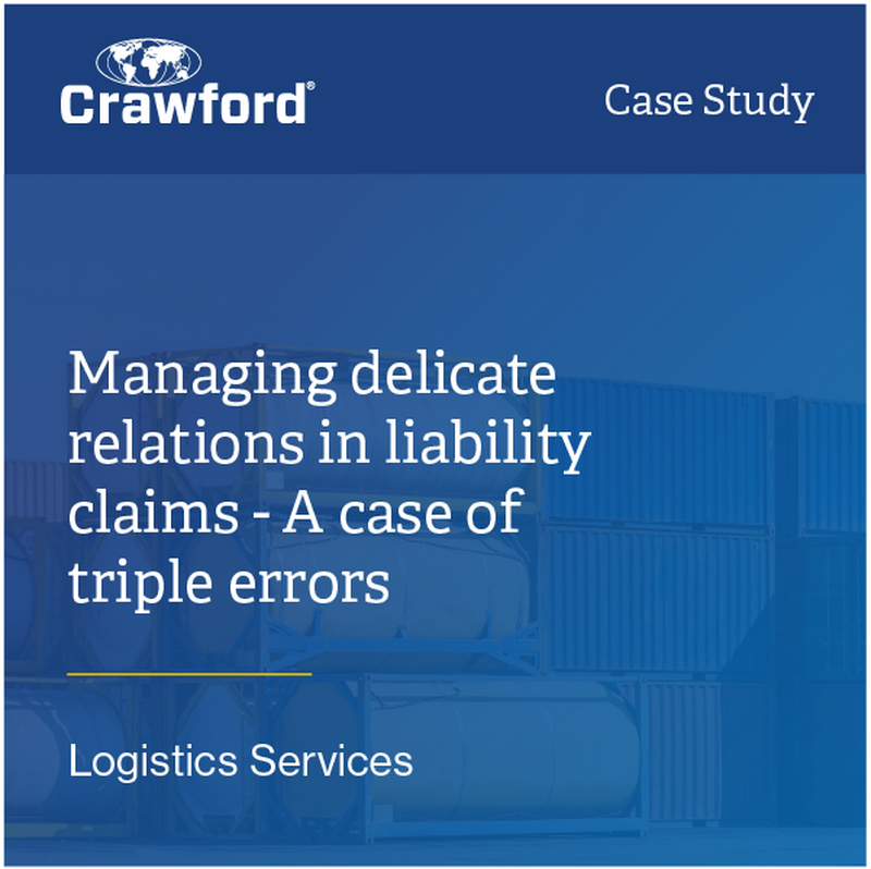 Crawford case study on managing relations in liability claims, titled "Managing delicate relations in liability claims - A case of triple errors"