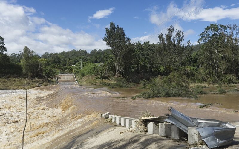 Cyclone Debbie winds impact local infrastructure and roads 