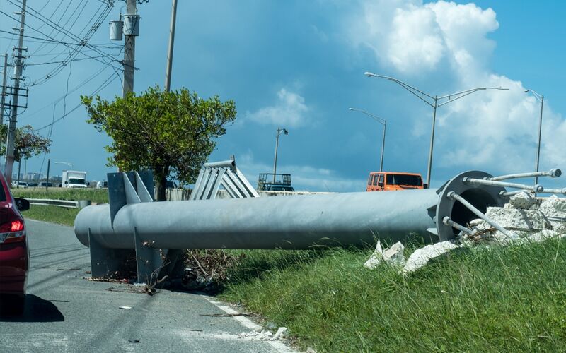 Hurricane Maria powerful winds cause power lines to collapse  