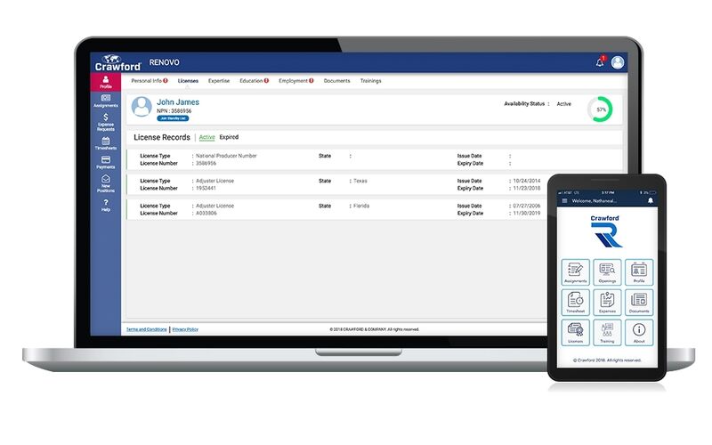 Screenshot of Renovo Adjuster Platform